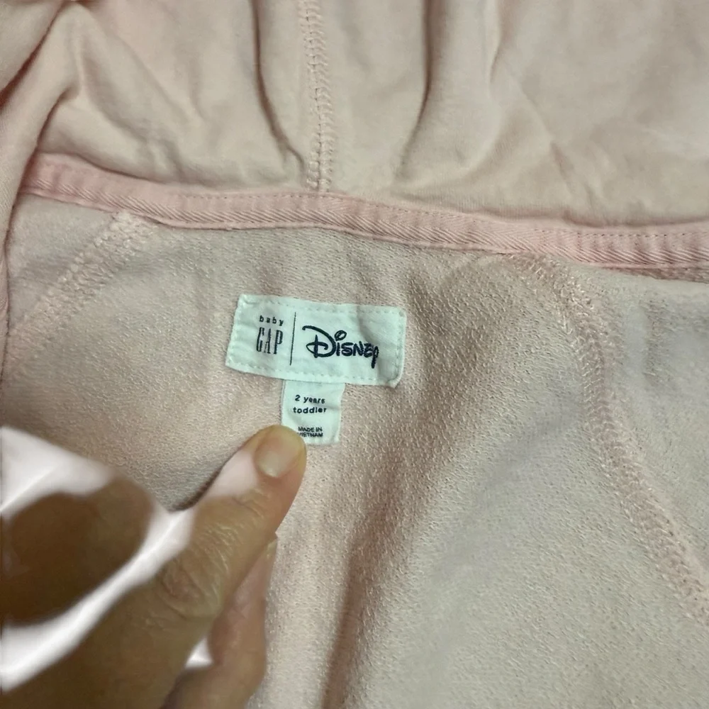 Gap x Disney Baby Pink Zip Up Hoodie Mickey Minnie Gold Logo Size 2T